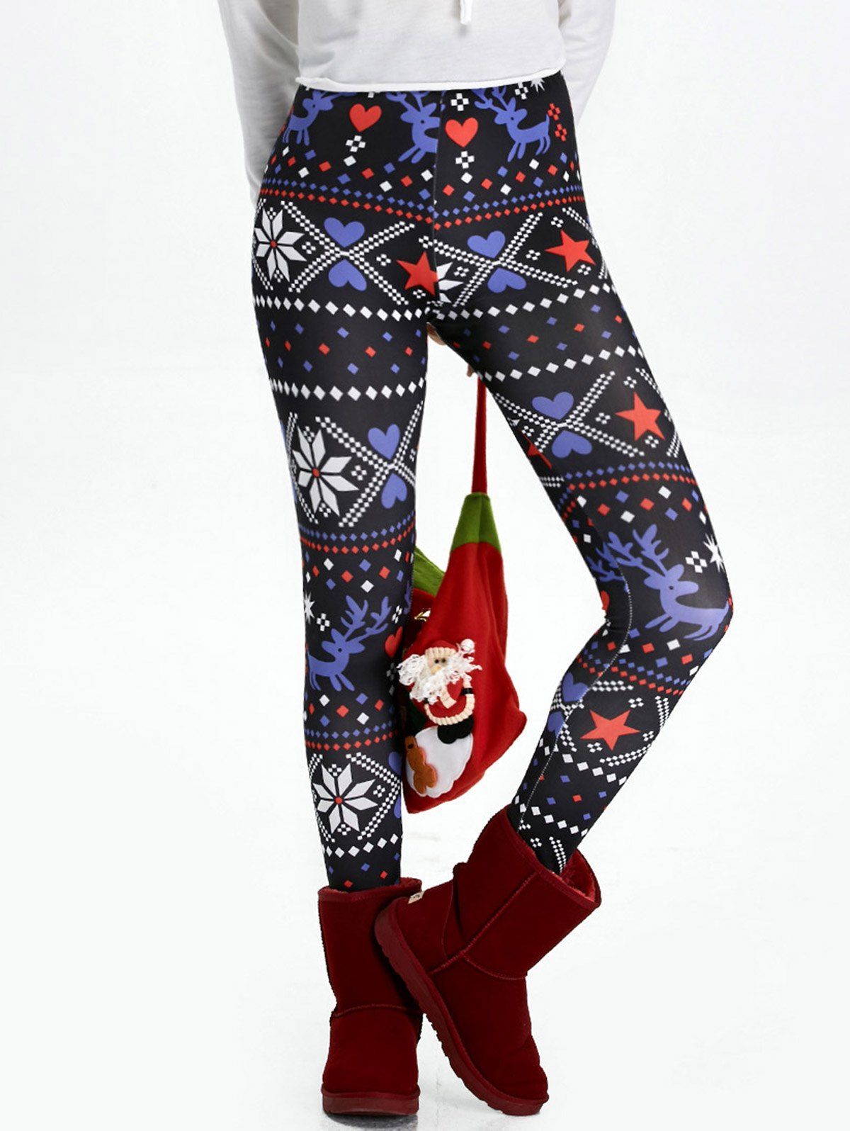 

Christmas High Waisted Flocking Leggings, Black