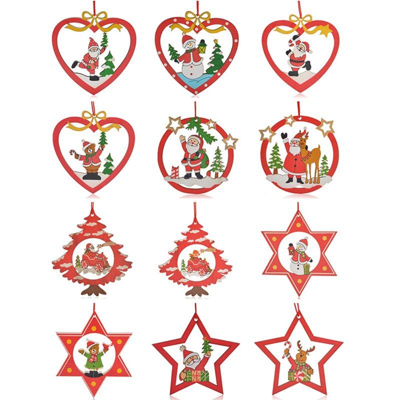 

12PCS Santa Christmas Decoration Supplies Hanging Pendants, Red