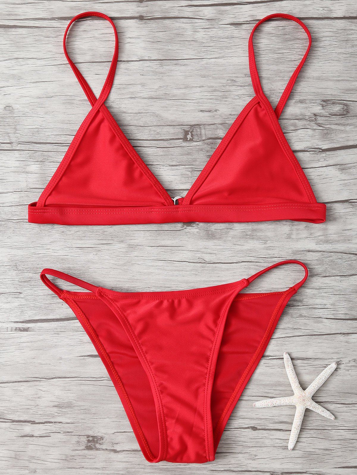 Unlined String Bikini Set In Red L Rosegal Com