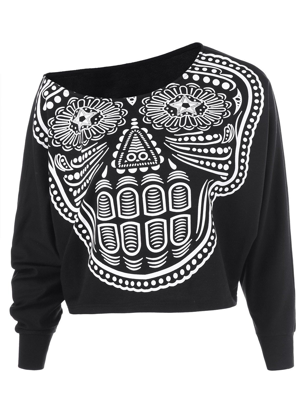 white skull print casual sweatshirt