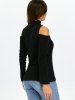 Mock Neck Open Shoulder Knitted Top -  