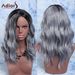 Adiors Mixed Color Synthetic Fluffy Medium Wave Centre Parting Wig -  