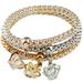 3PCS Rhinestone Crown Charm Bracelets -  