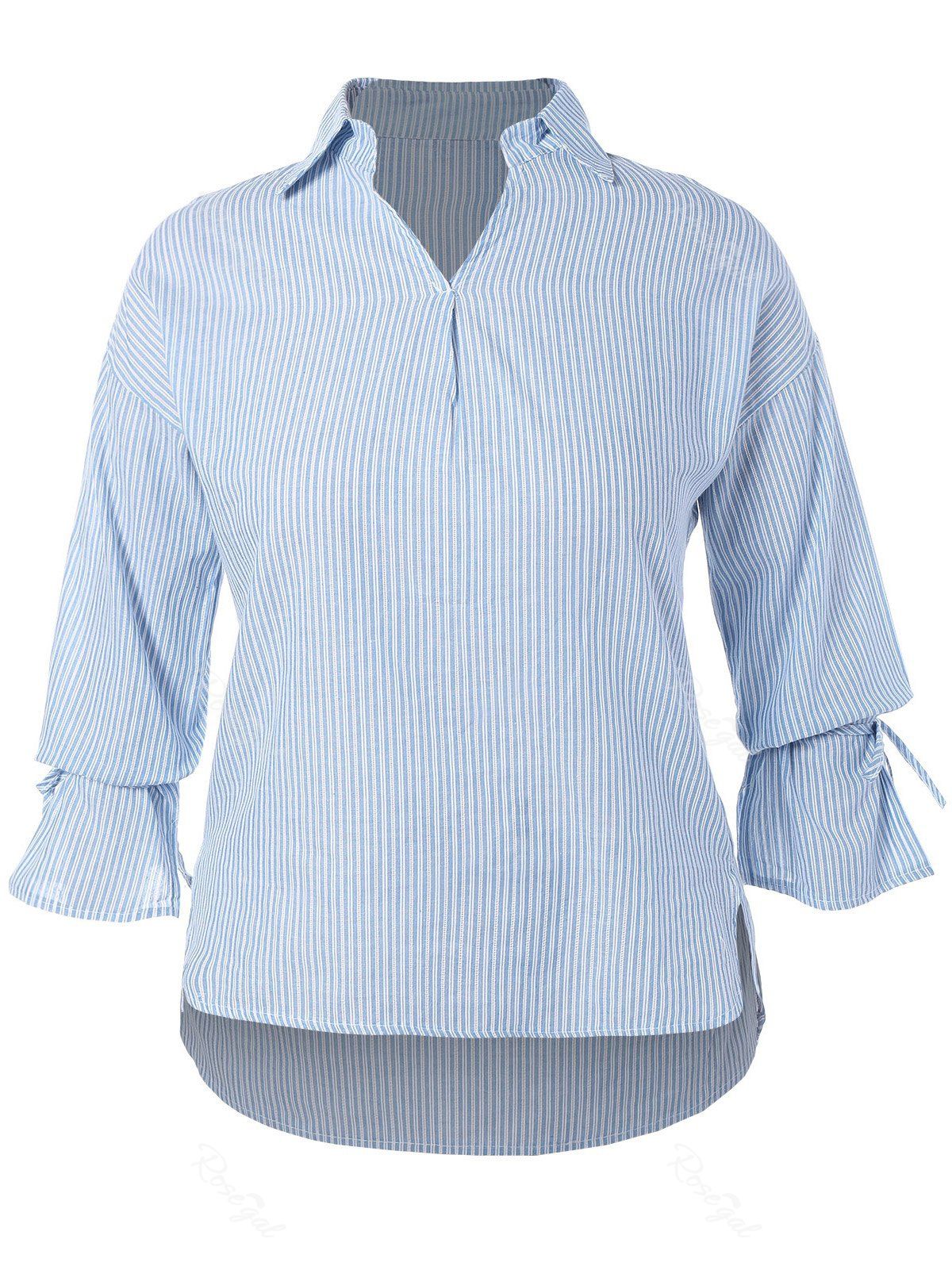

Plus Size Stripe High Low Blouse, Blue