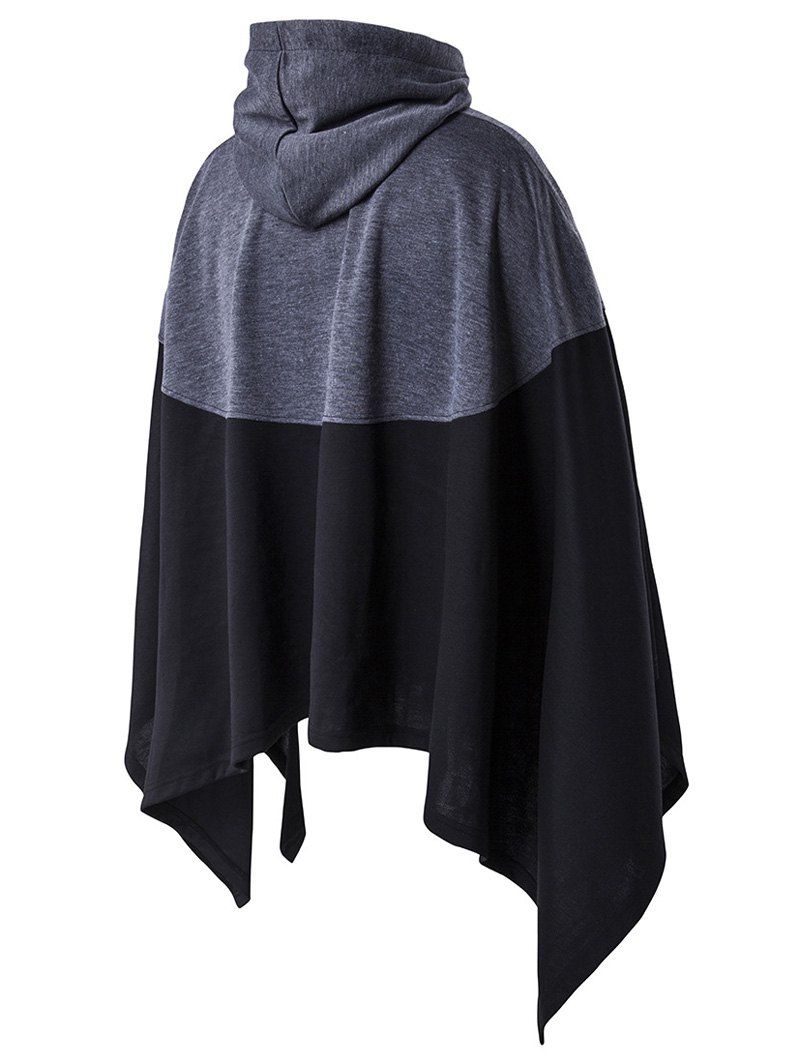 [44% OFF] Irregular Cutting Hooded Color Block Splicing Cloak Style ...