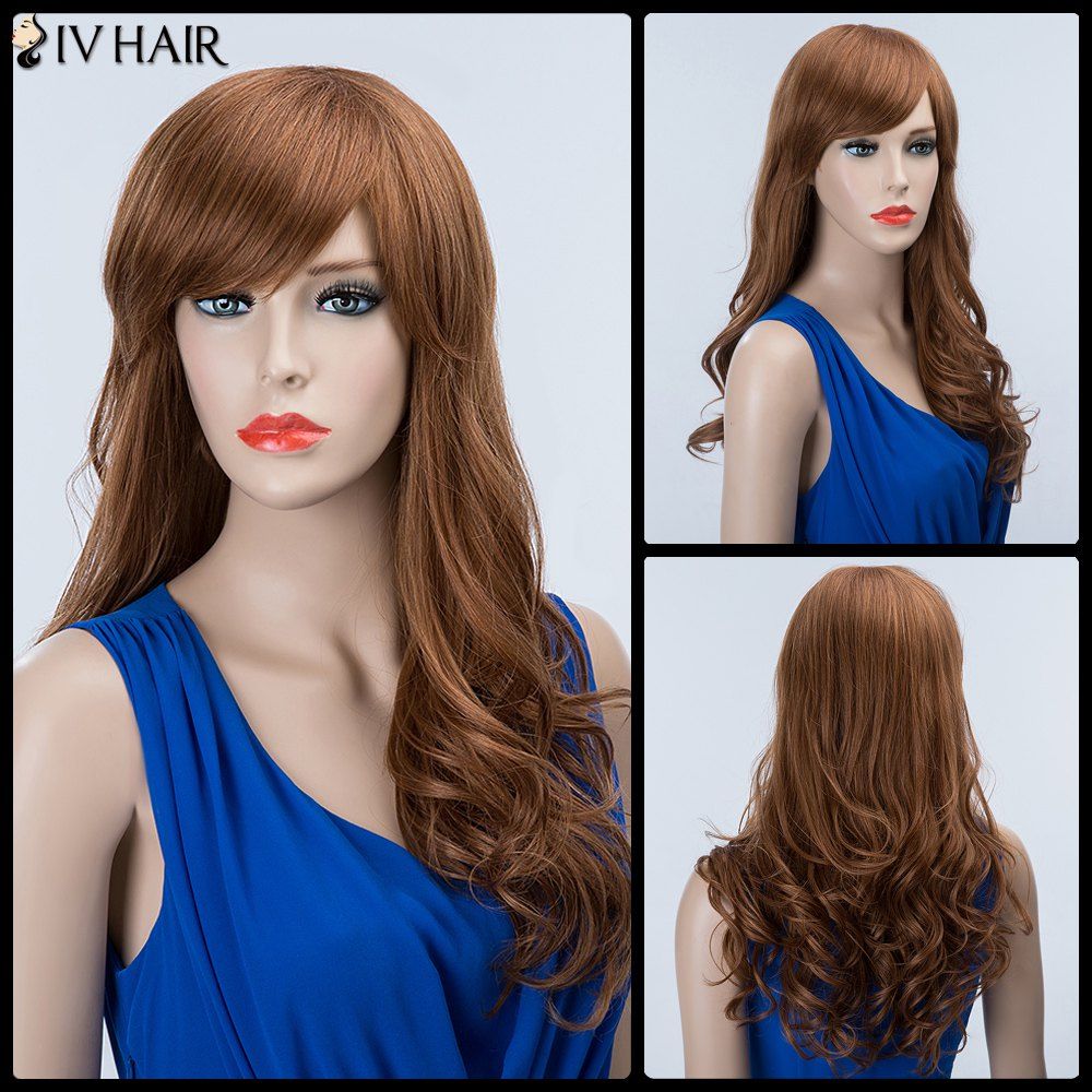 28 Off Long Side Bang Shaggy Wavy Siv Human Hair Wig Rosegal