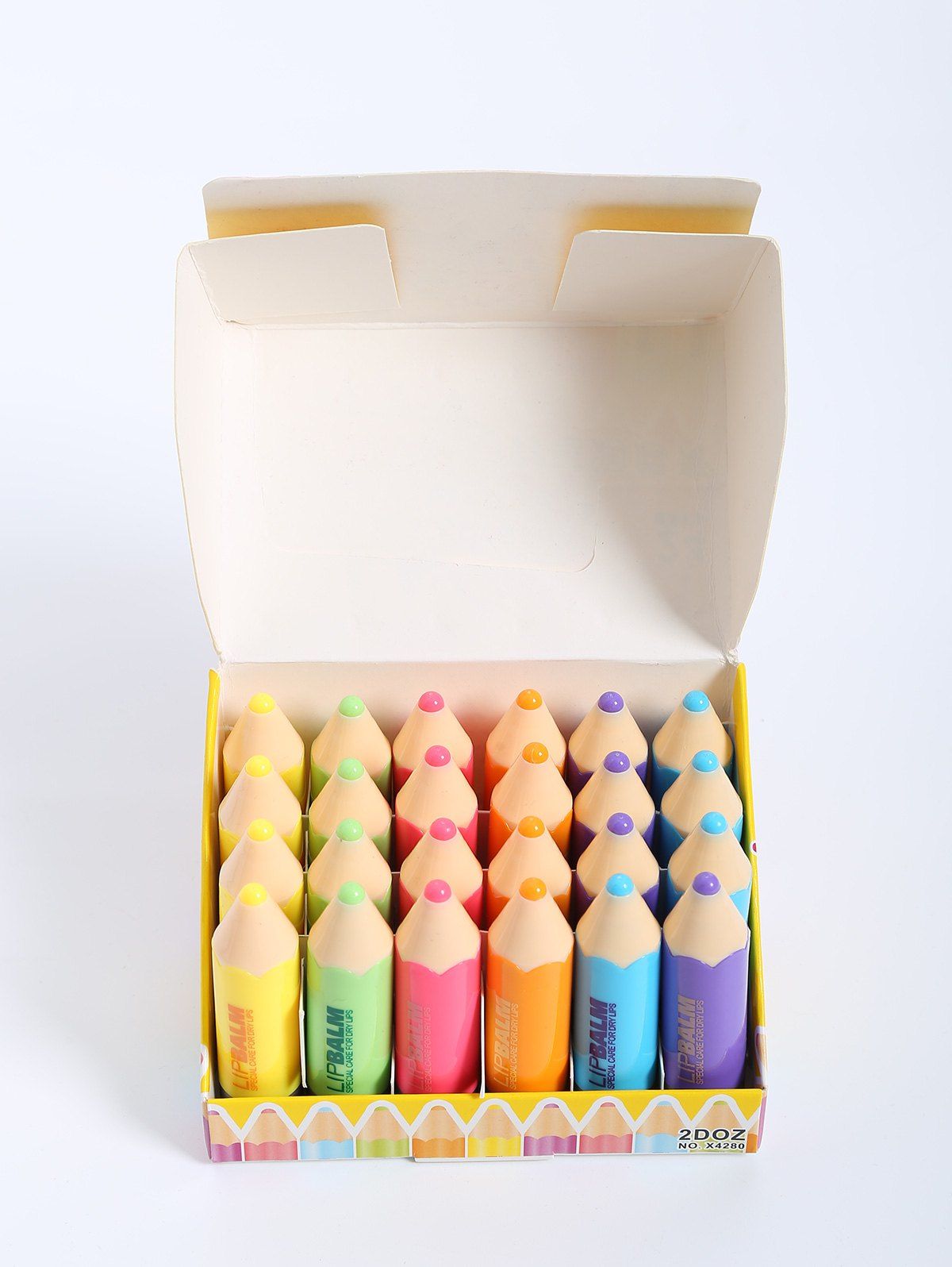 

24 Pcs Crayon Shape Lip Balms, Colormix