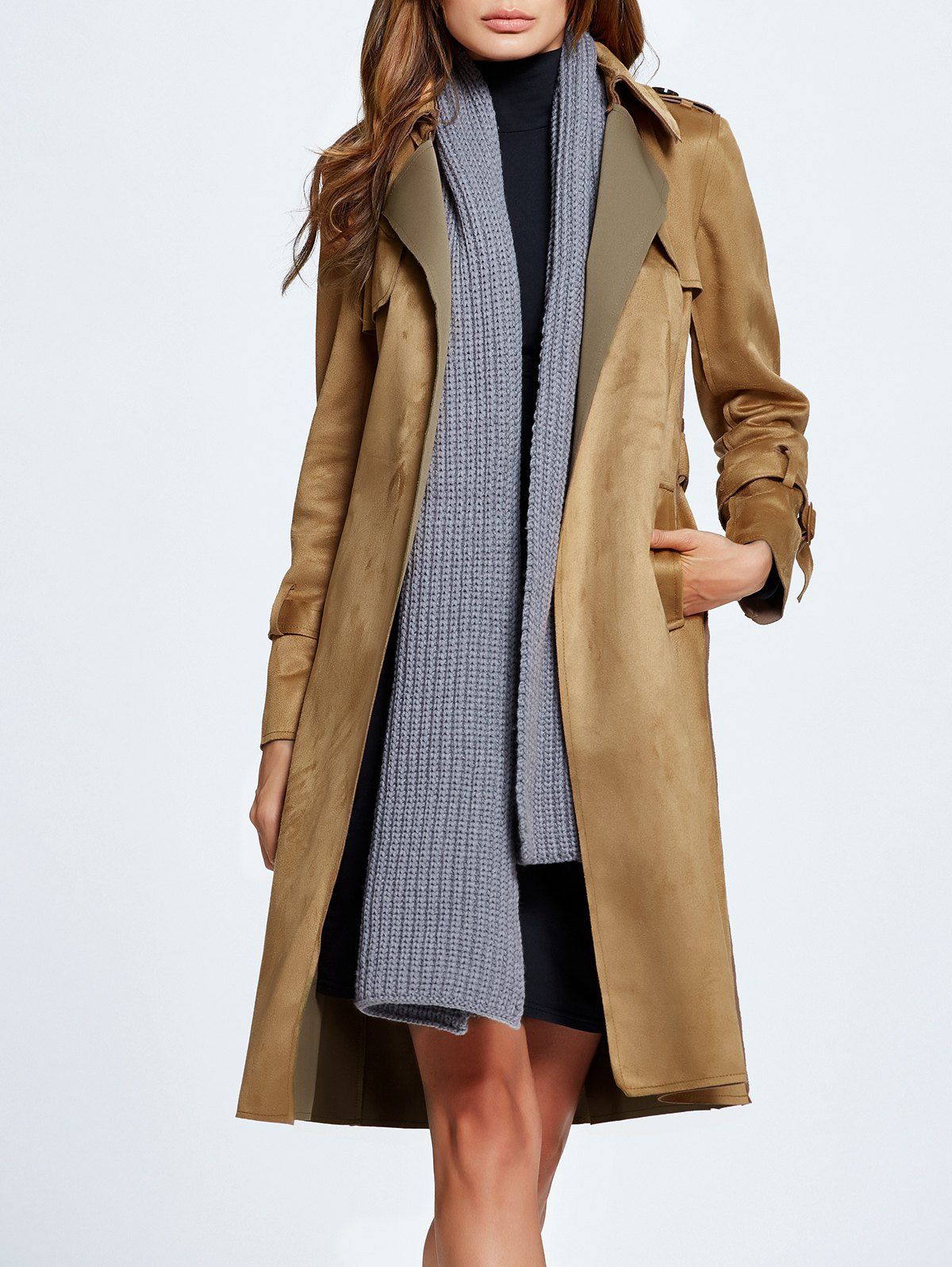 trench en daim camel