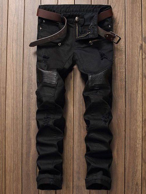 straight leg biker jeans