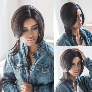 

Unprocessed Natural Straight Medium Side Parting Synthetic Wig, Black