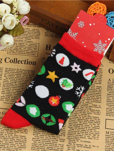 

Pair of Knitted Round Jacquard Christmas Socks, Black