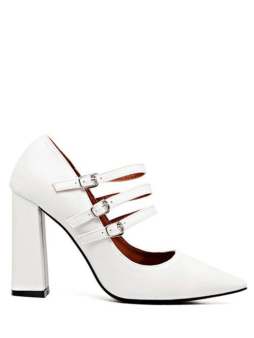 pointy toe chunky heel pump