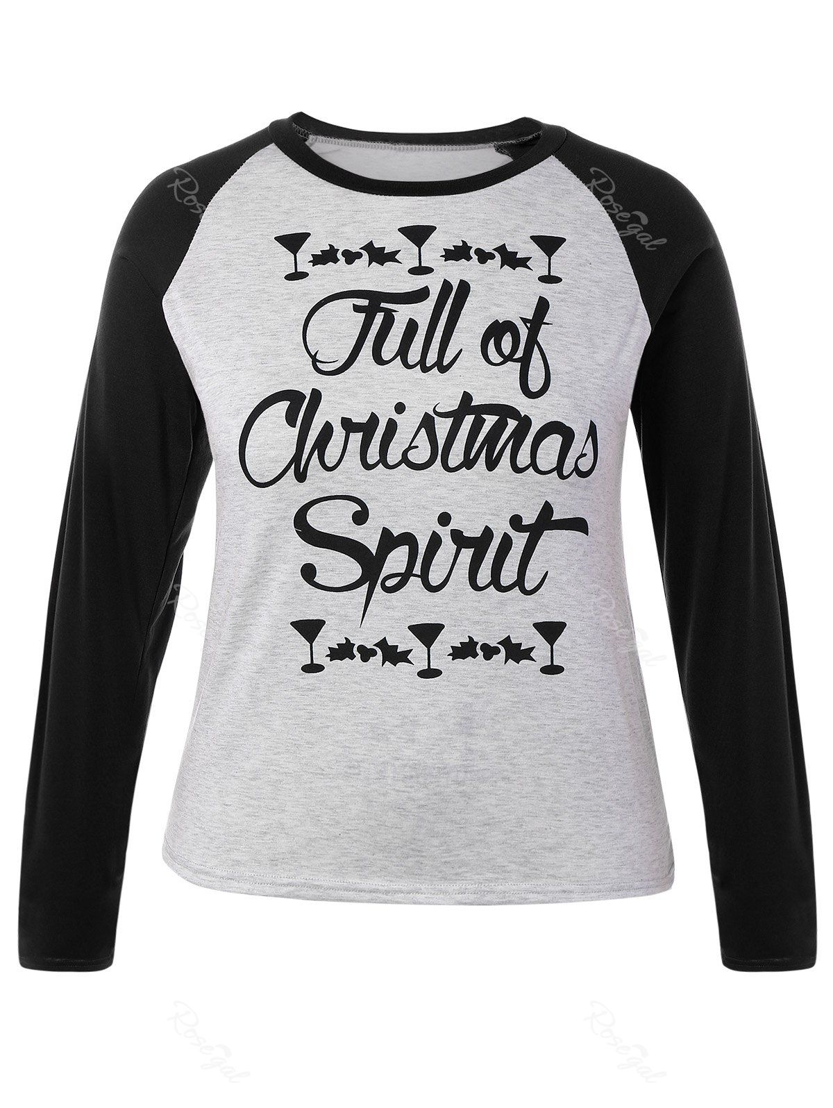 

Plus Size Raglan Sleeve Christmas T-Shirt, Black