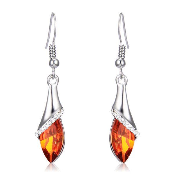 

Faux Crystal Zircon Drop Earrings, Orange