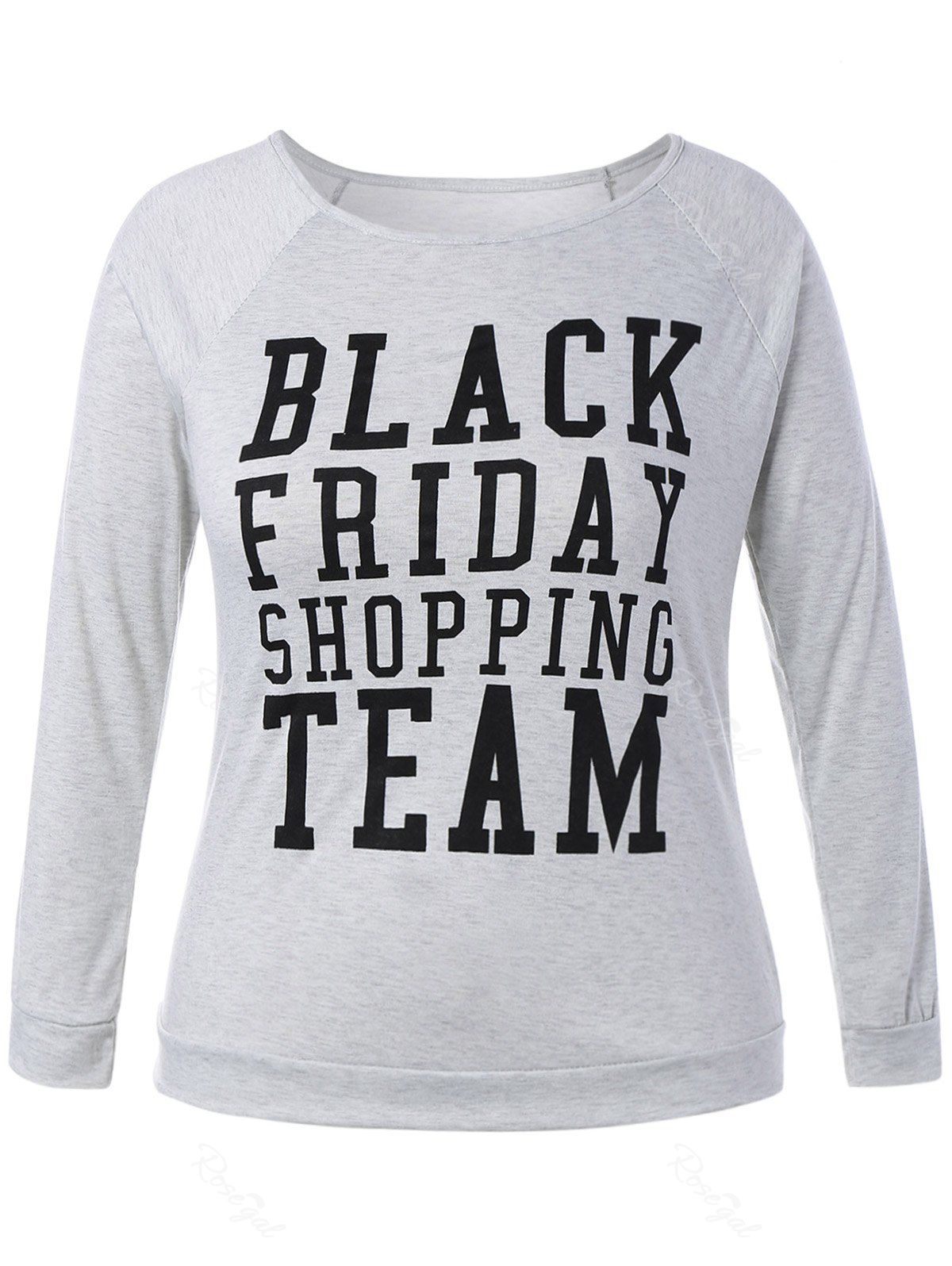 

Plus Size Black Friday Long Sleeve Christmas T-Shirt, Light gray