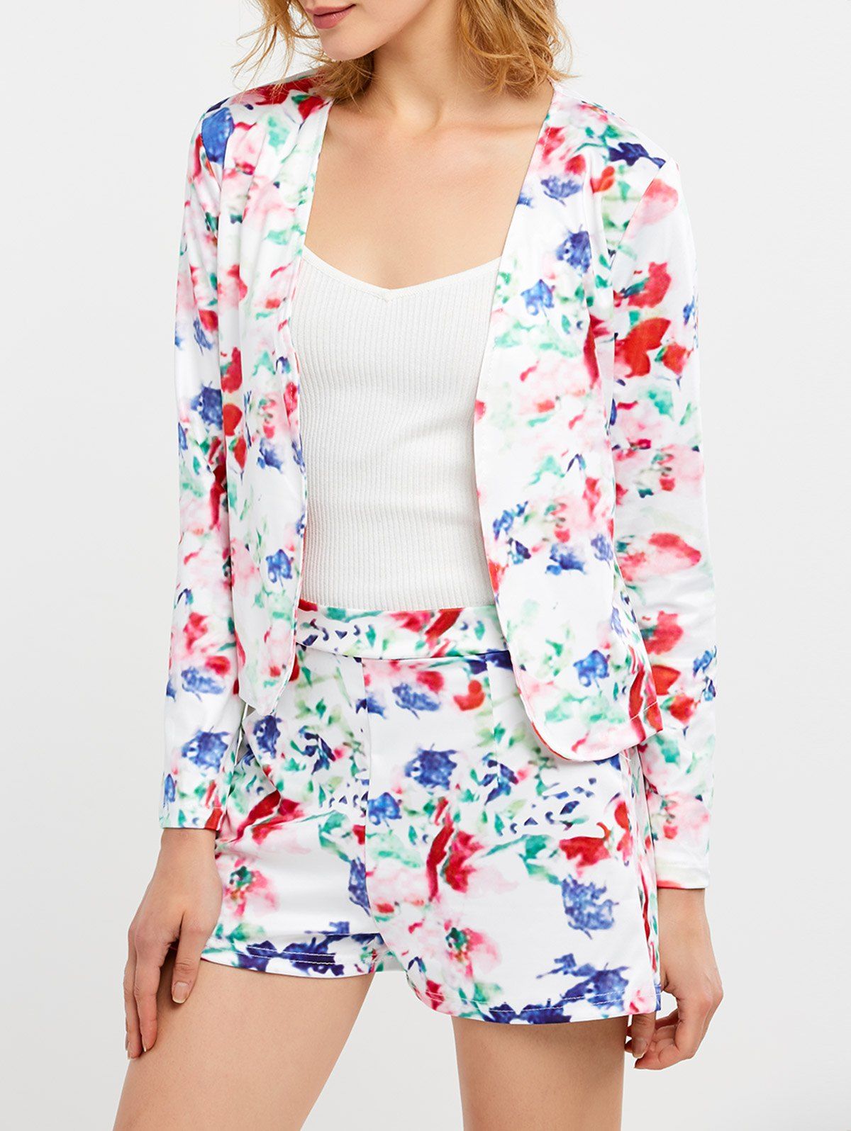 Shop Floral Print Business Suit with Shorts  