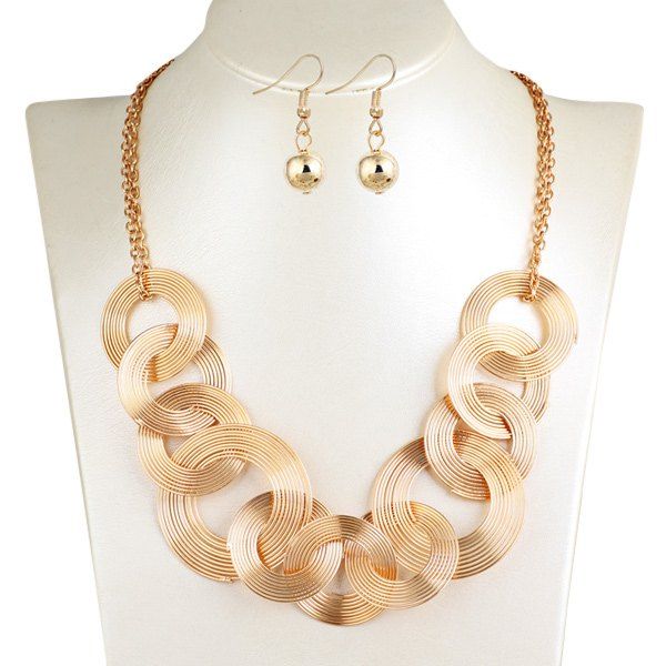 

Hollowed Circle Metallic Jewelry Set, Golden