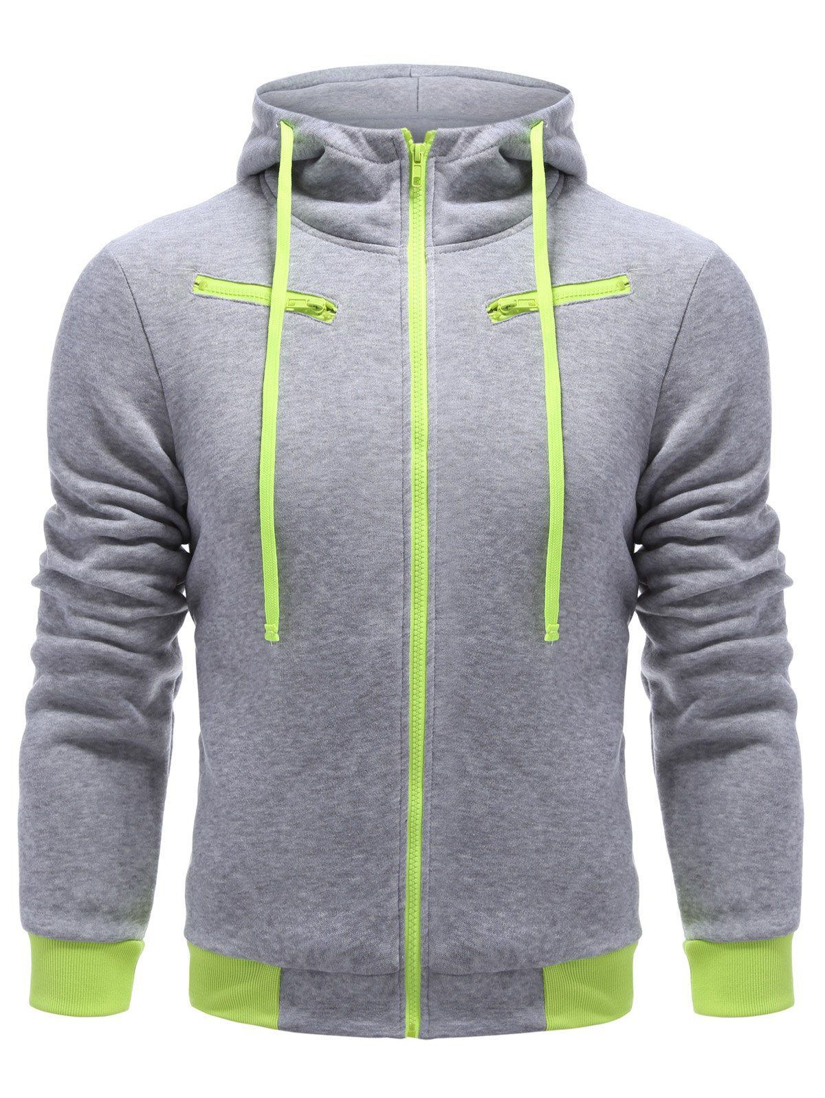 

Full Zip Color Block Hoodie, Light gray