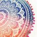 Sofa Mandala Flower Print Pompon Round Throw Covers -  