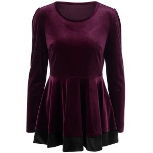 

Long Sleeve Pleated Tee, Wine red