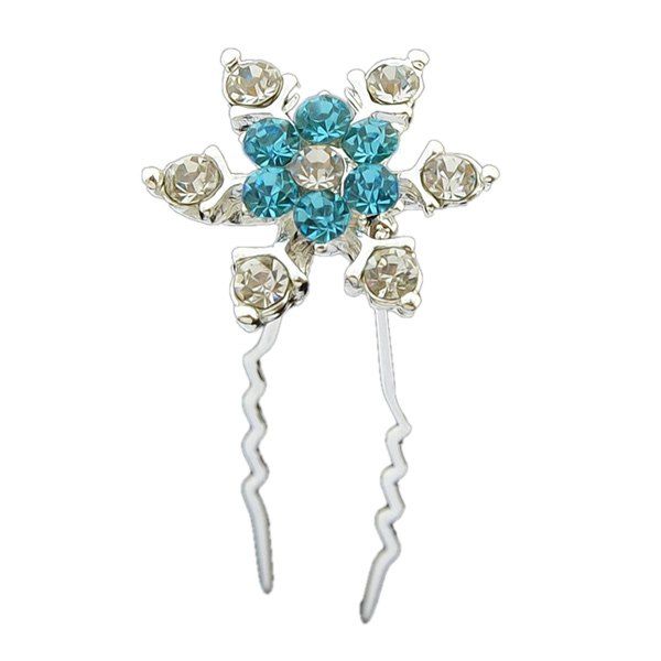

Rhinestone Floral Alloy Hairpin, Blue