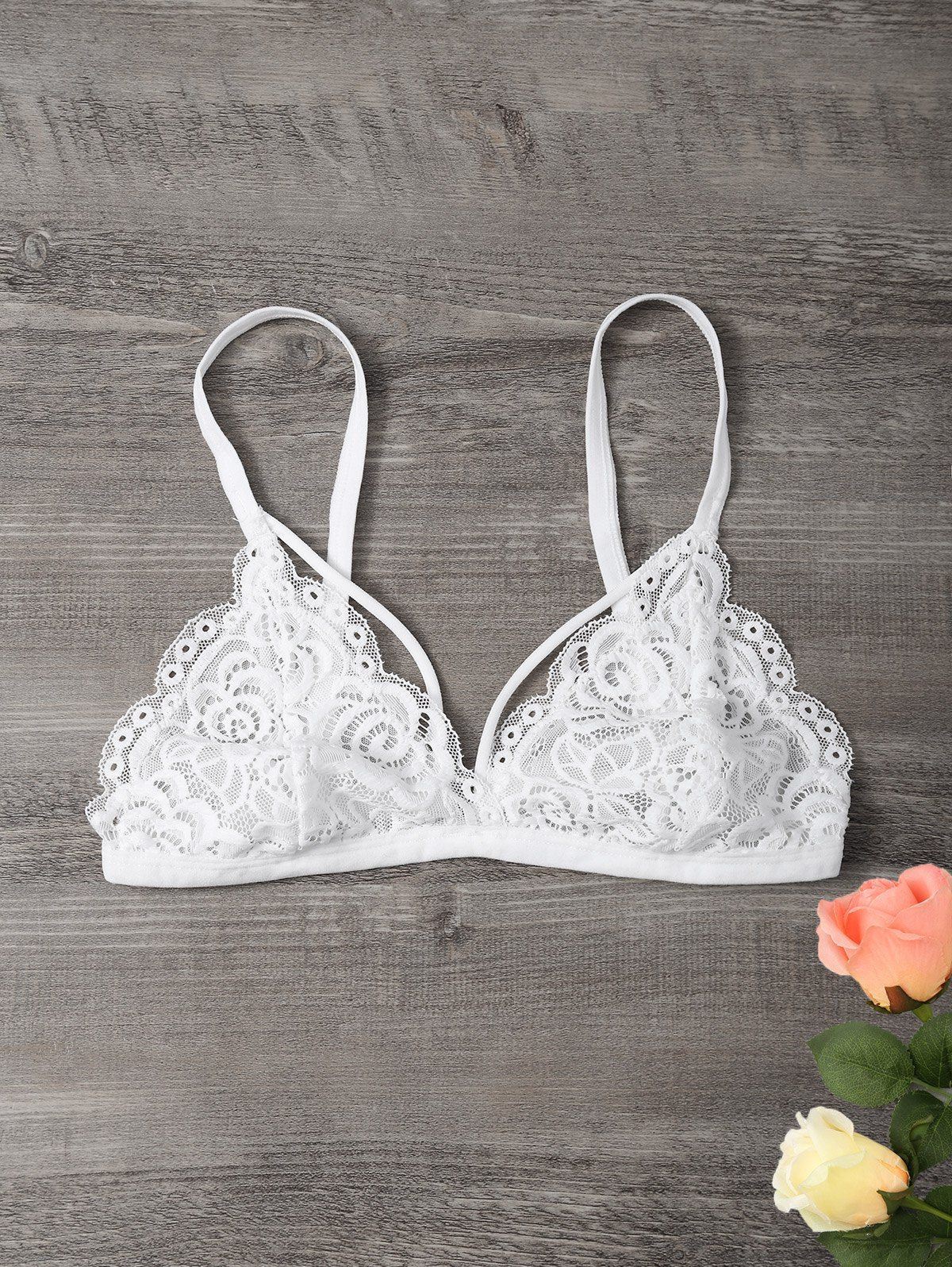 [45% OFF] Back Closure Wire Free Lace Seamless Bra | Rosegal