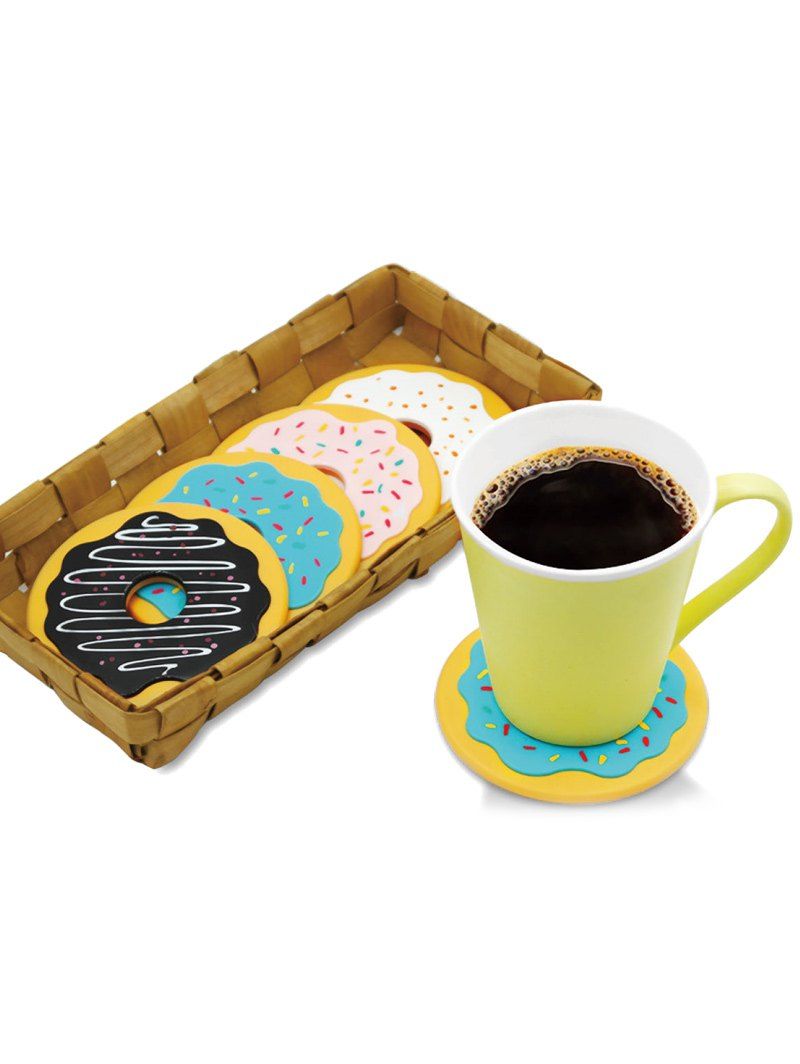 

4PCS Cartoon Thermal Insulation Table Doughnut Coasters, Colormix
