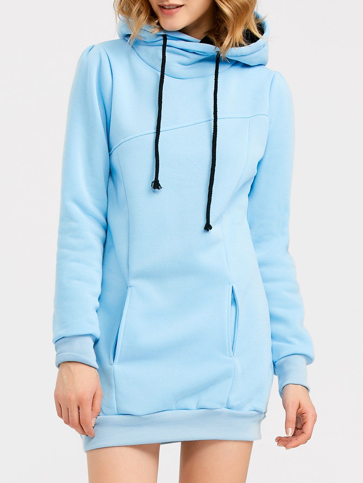 

Candy Color Hooded Pullover Hoodie, Light blue