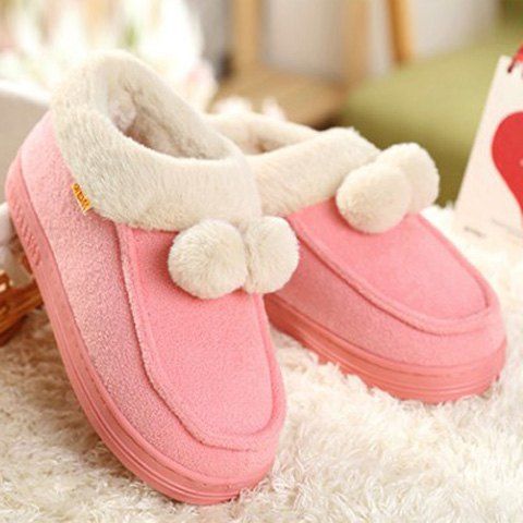 [27% OFF] Fuzzy Pom Pom House Slippers | Rosegal