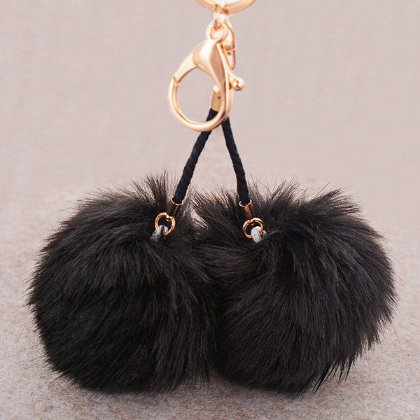 

Fuzzy Ball Keyring Clip Keychain, Black