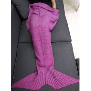 

Knitted Sleeping Bed Throw Wrap Mermaid Blanket, Purple