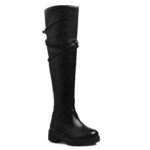 Belt Buckle Dark Colour Thigh Boots