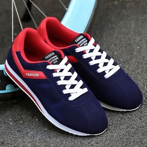 Letter Print Colorblocked Suede Sneakers