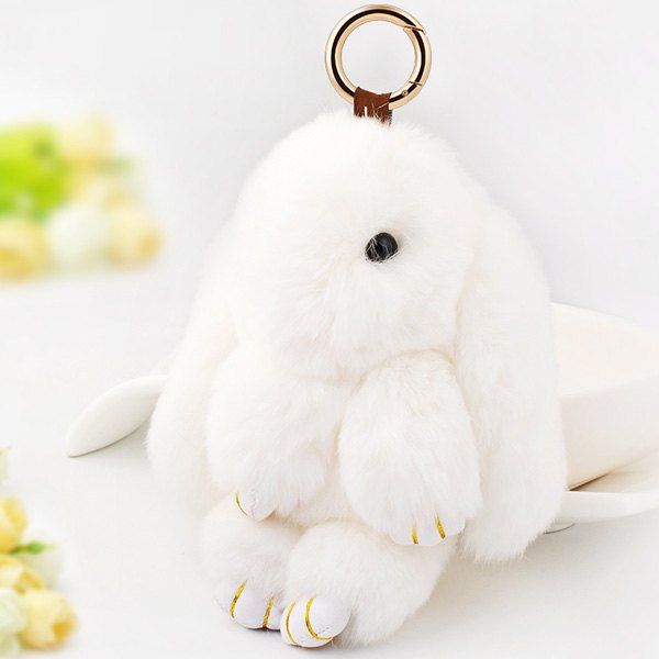 

Rabbit Soft Plush Pendant Keyring Bag Keychain, White