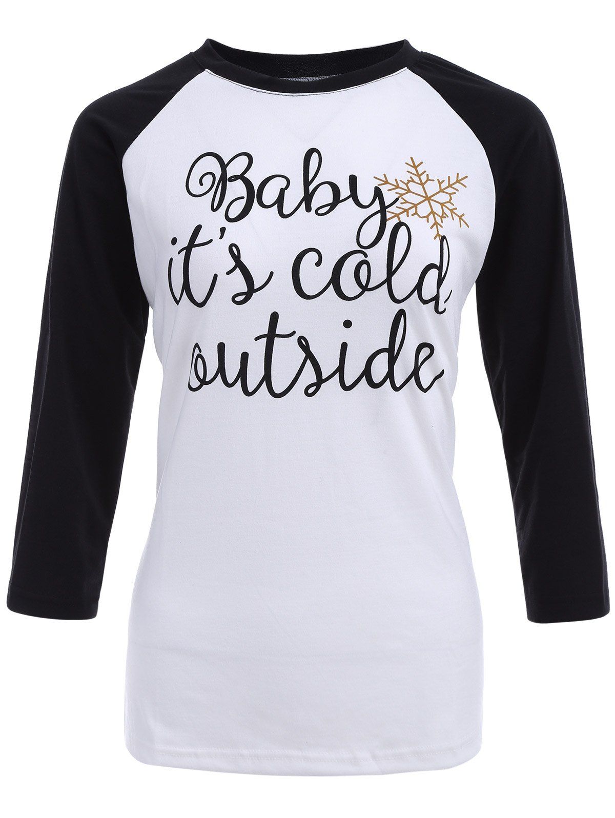

Christmas Raglan Sleeve Letter Print Tee, White
