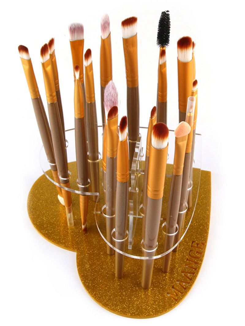 Golden Heart Shape Brush Stand Brush Holder