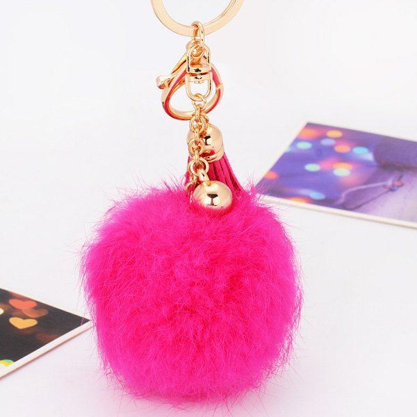 

Fluffy Pompom Ball Tassel Charm Keyring, Tutti frutti