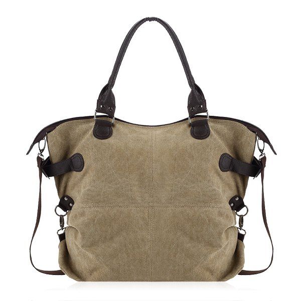 2018 Canvas Big Shopper Bag In Khaki | Rosegal.com