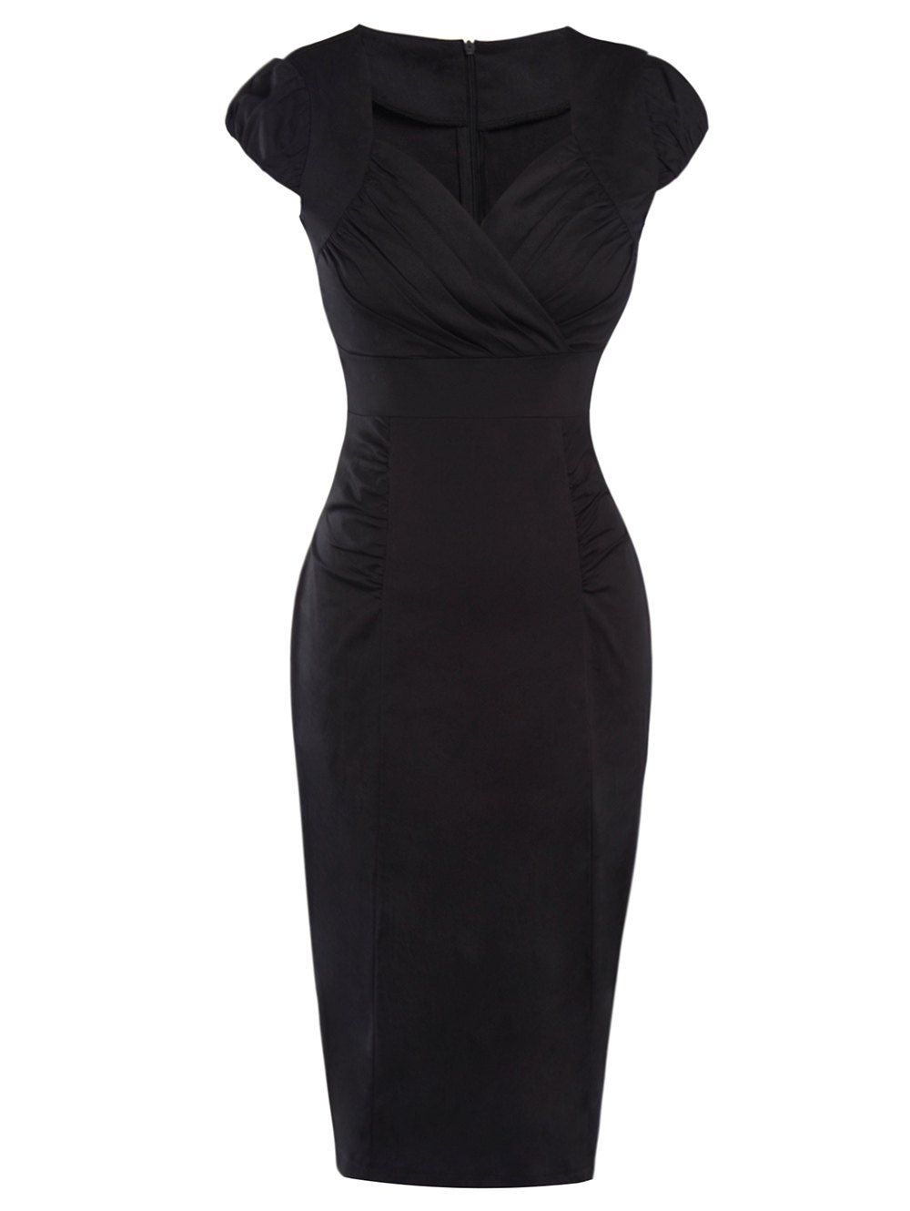 closet pencil dress with ruched cap sleeve