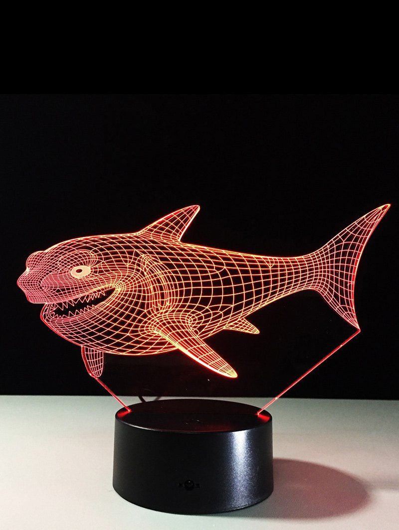 

3D Visual 7 Color Change LED Shark Touch Switch Night Light, Colorful