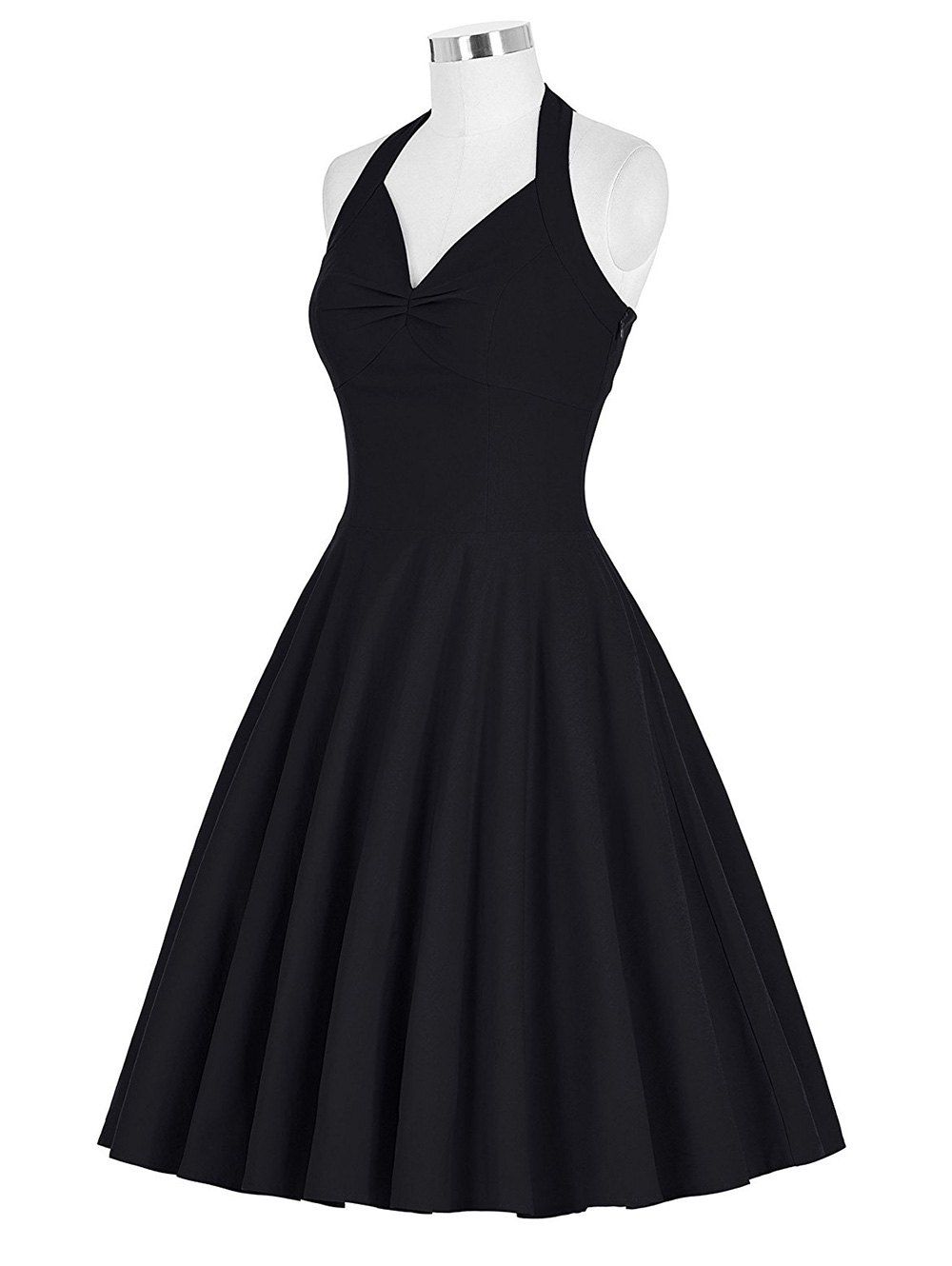 Black L Lace-up Halter Vintage Swing Corset Club Dress | RoseGal.com