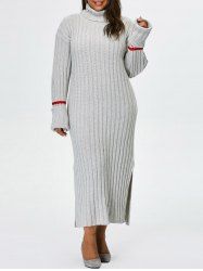 plus maxi sweater rosegal dress slit turtleneck dresses