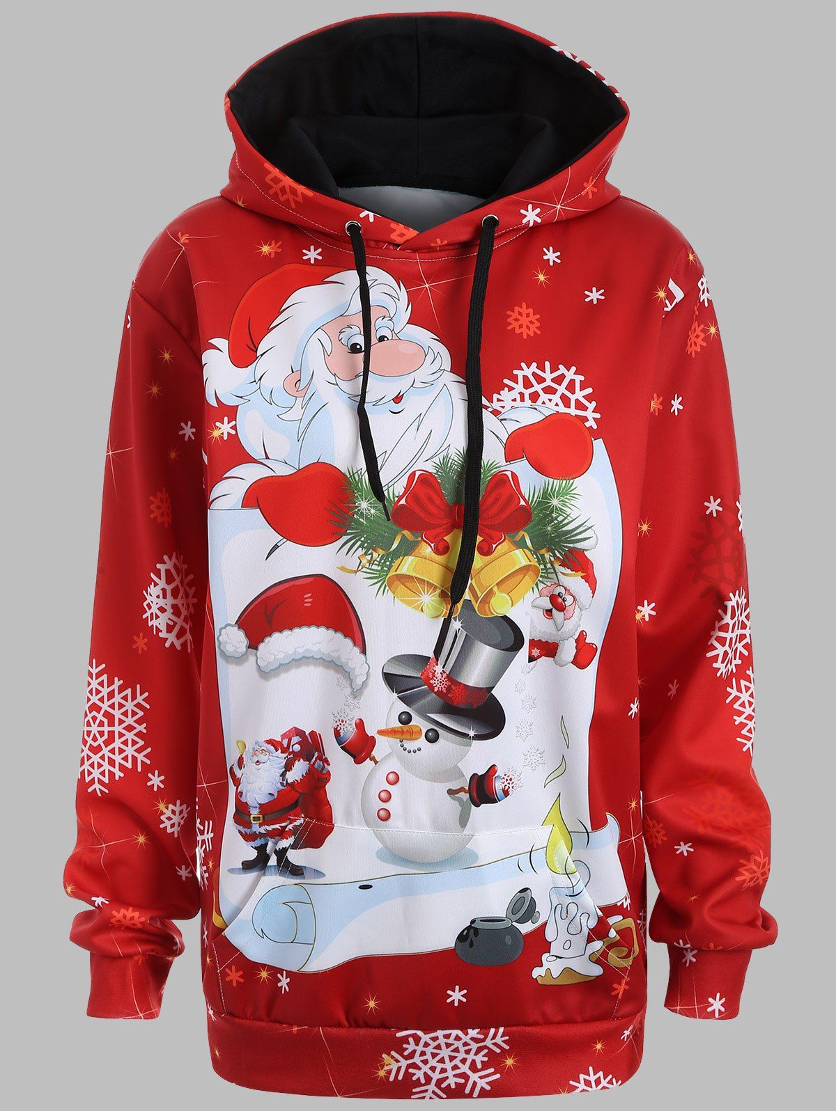 skew neck santa claus snowflake pullover christmas sweatshirt