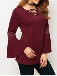 flare sleeve v neck top