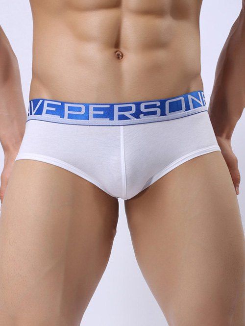 

Letter Print Color Block Briefs, White