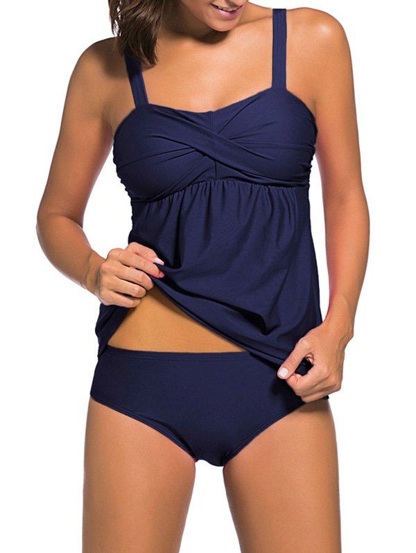 

Push Up Twist Tankini Set, Deep blue