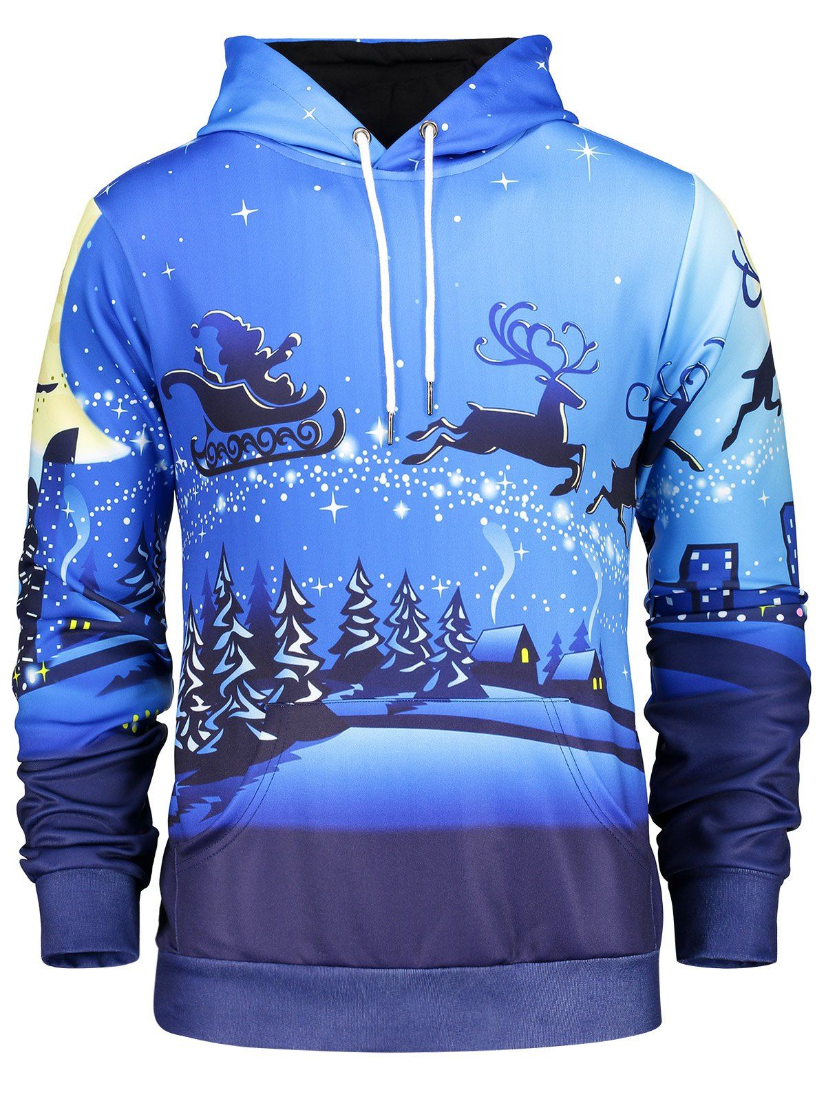 

Long Sleeve Pocket Front Christmas Hoodie, Blue