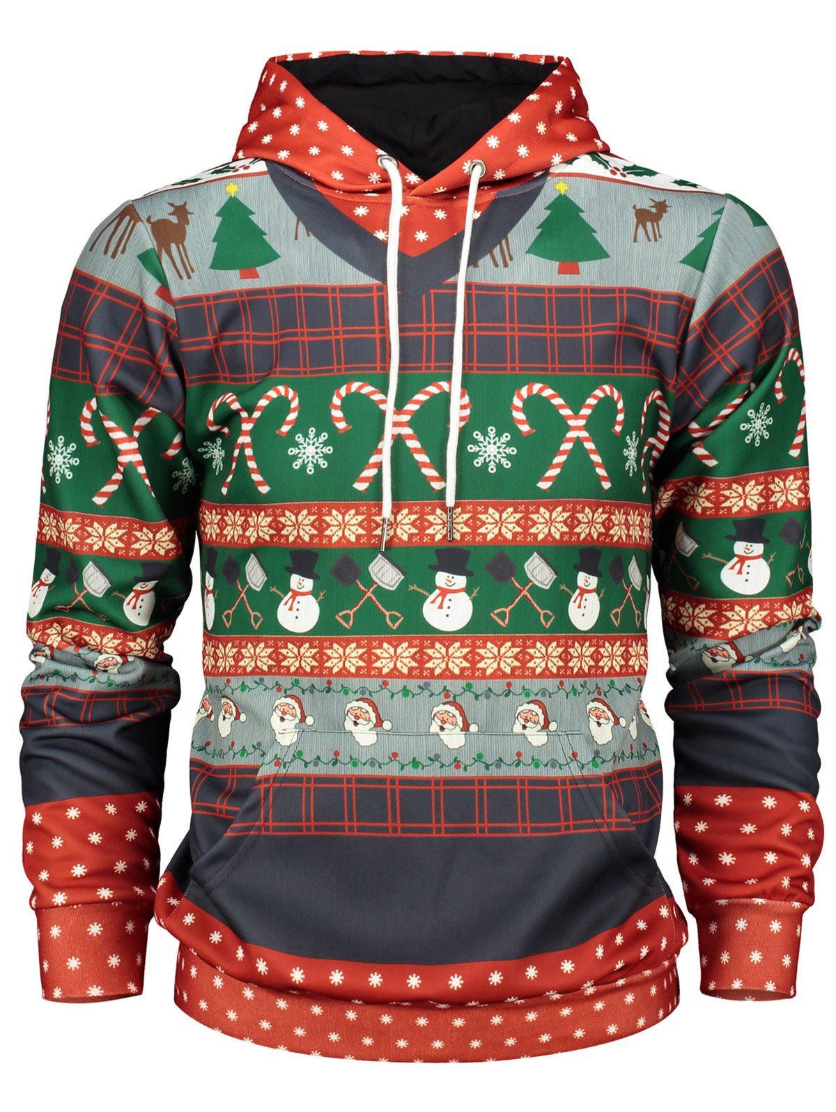 

Christmas Graphic Print Pullover Hoodie, Red