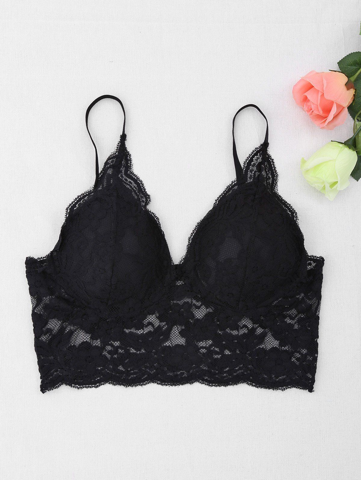 [24 OFF] Moulded Wireless Seamless Lace Bra Rosegal