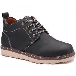 Stitching Faux Leather Tie Up Boots